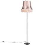Qazqa Retro Stehlampe Schwarz Mit Granny Schirm Rosa 45 Cm -