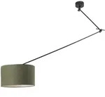 H&auml;ngelampe Schwarz Mit Lampenschirm 35 Cm Olivgr&uuml;n Verstellbar - Blitz I