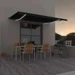 Manuelles Einziehbares Vordach Mit Led 500x350 Cm Anthrazit