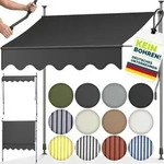 Balkonmarkise 300 Cm Grau/wei&szlig; Gelenkarm Markise Klemmmarkise Sonnenmarkise Balkon