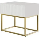 Veldio - Nachttisch Mit Schublade, Wei&szlig; Mit Goldenem Metallgestell, 50 Cm -...