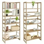 2er Set Standregal &Ouml;land Holz 135,5 X 58 X 27 Cm 5 B&ouml;den Belastbar Holzregal Bad
