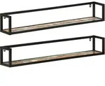 Wandregale 2 Stk. 110x17x17 Cm Altholz Massiv Und Eisen Vidaxl