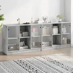 Vidaxl - B&uuml;cherschrank Mit T&uuml;ren Betongrau 204x37x75 Cm Holzwerkstoff