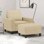 Sessel Mit Hocker Creme 60 Cm Stoff Vidaxl