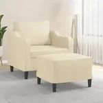 Sessel Mit Hocker Creme 60 Cm Stoff Vidaxl