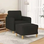Sessel Mit Hocker Schwarz 60 Cm Stoff Vidaxl