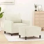 Sessel Mit Hocker Creme 60 Cm Samt Vidaxl