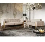 Sofaset Designersofas Valerie 3-2 In Stoff Stoff Elisa Velvet Beige