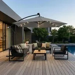 Woltu Sonnenschirm 300 Cm, Terrassenschirm Mit Solar-led-beleuchtung,