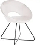 Sessel Cremewei&szlig; Samt Rund Mit Schwarzem Metallgestell Kufengestell Retro...
