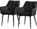 Esszimmerst&uuml;hle 2er Set Aus Frotteestoff, Schwarz, K&uuml;chenstuhl Dickem...