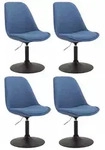 4er Set Esszimmerst&uuml;hle Maverick Stoff Blau Schwarz