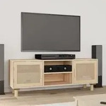 Tv-schrank Braun 105x30x40 Cm Massivholz Kiefer Natur-rattan Vidaxl