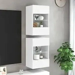 Vidaxl Wall Cabinets With Led Lights For Tv 2 Pcs White 40x30x60.5 Cm