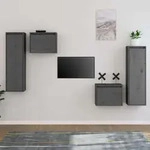 Tv-schr&auml;nke 4 Stk. Grau Massivholz Kiefer Vidaxl