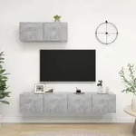 Tv-schr&auml;nke 3 Stk. Betongrau Holzwerkstoff - Vidaxl