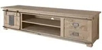 Massivmoebel24 - Tv-board Mango 200x55x50 Whitewash Lackiert Railway 336