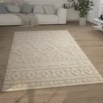 Paco Home - Hochflor Teppich Wohnzimmer Shaggy 3d Optik Ethno Boho Vintage Look...