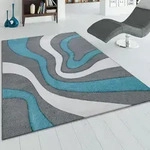 Paco Home - Designer Teppich Mit Konturenschnitt Modern Grau T&uuml;rkis Weiss 160x230 Cm