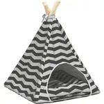 Vidaxl Pet Teepee With Cushion White And Grey 40 X 40 X 50 Cm