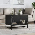 Vidaxl Coffee Table With Glass Doors Black 68,5x50x50 Cm