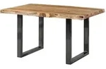 Massivmoebel24 - Baumtisch Sheesham 160x90x77 Natur Sandgestrahlt / U-beine...