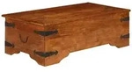 Couchtisch Aus Massivem Akazienholz Mit Honigoberfl&auml;che 110x55x35cm