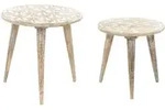 Beistelltisch 2er Set Hursi Mango Holz Braun / Wei&szlig;
