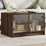 Couchtisch Mit Glast&uuml;ren Braun Eichen-optik 68x50x42 Cm Vidaxl