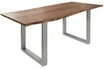 Massivmoebel24 - Baumtisch Akazie 220x100x76 Natur Beine Silber Matt Freeform 3