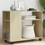 Vidaxl - Beistelltisch Mit Rollen Sonoma Eiche 70x35x60 Cm Holzwerkstoff