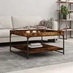 Vidaxl - Couchtisch R&auml;uchereiche 80x80x45 Cm Holzwerkstoff Und Eisen