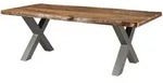 Massivmoebel24 - Baumtisch Sheesham 220x100x77 Natur Sandgestrahlt / X-beine...