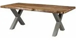 Massivmoebel24 - Baumtisch Sheesham 200x100x77 Natur Sandgestrahlt / X-beine...