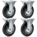Bockrollen Set 4x Transportrolle &Oslash;200mm Mit Vollgummirad, Metallfelge Und