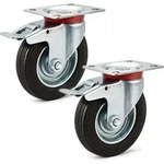 Wiltec - Doppelstopp-lenkrollen Set 2x Vollgummirad Transportrolle 100mm Bis...