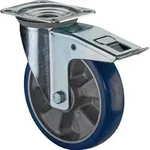 Lenkrolle D.125mm Trgf.300kg M.festst.pu 138x109mm Blau