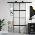 Schiebet&uuml;r Schwarz 90x205 Cm Sicherheitsglas Aluminium