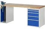 Werkbank Modell 7511 Mit 5 Schubladen Und Schrank Bxtxh 2000x900x840mm - Rau