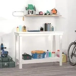 Werkbank Wei&szlig; 110x50x80 Cm Massivholz Kiefer Vidaxl
