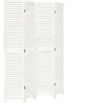 Vidaxl Room Divider 4 Panels White Solid Wood Paulownia