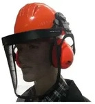 Bauhelm Mit Gesichts- Und Geh&ouml;rschutznetz Orange