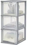 Iris Ohyama, Kunststoff Schubladenbox Mit 3 Tiefen Schubladen, Grau,
