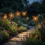 Led Solarlampe Erdspie&szlig; Gartendeko Au&szlig;enleuchte Stecklampe, Metall Rost,...