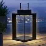 Metall Solar Laterne Schwarz 25 Led Warm Wei&szlig; - 45 X 22 Cm - Gartenleuchte