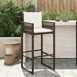 Garten-barhocker Mit Kissen 2 Stk. Braun Poly Rattan - Vidaxl