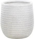 Blumentopf Cremewei&szlig; Lehm Und Glasfaser Rund ⌀ 39 Cm Niedrig Seiloptik...