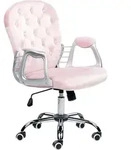 Beliani - B&uuml;rostuhl Rosa Samt Mit Bremsbaren Rollen Gasdruckfeder...