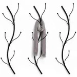 Dandibo Wandgarderobe Schwarz Metall 3er Set Flora Garderobe Wand 93861